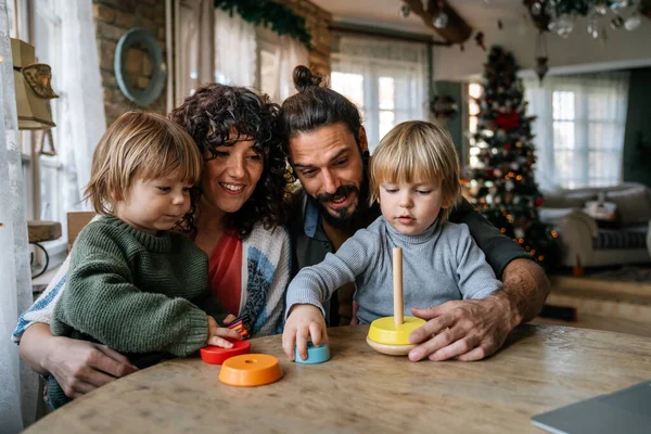 Family Love Play Childhood Concept Young Parents Spending Time Together — Stock Photo, Image