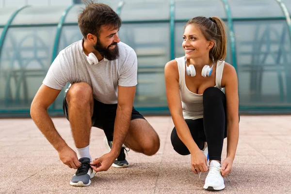 Fitness Sport Gesundheit Menschen Und Lifestyle Konzept Glücklich Fittes Lächelndes — Stockfoto