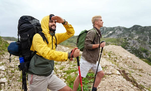 Backpacker Camping Senderismo Viaje Viaje Aire Libre Concepto Trekking — Foto de Stock