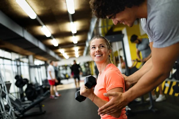 Portrait Happy Fit Young Women Working Out Gym Stay Healthy — Stock Photo, Image