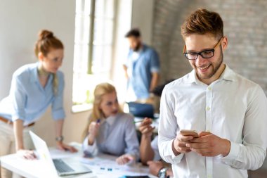 Group of  business people working as a team at the office. Startup finance teamwork concept