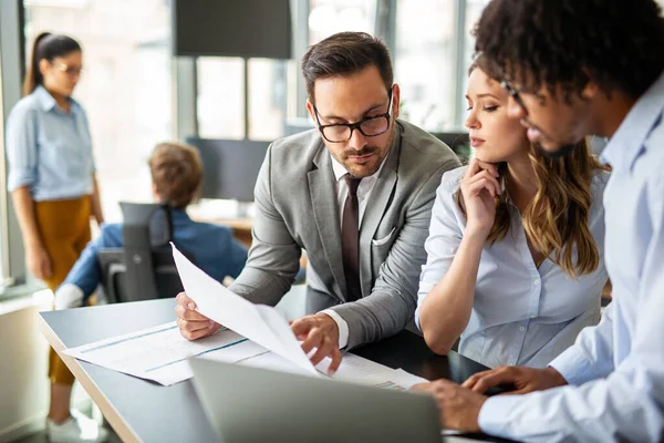 Group Multiethnic Business People Working Together Busy Modern Office — Stock Photo, Image