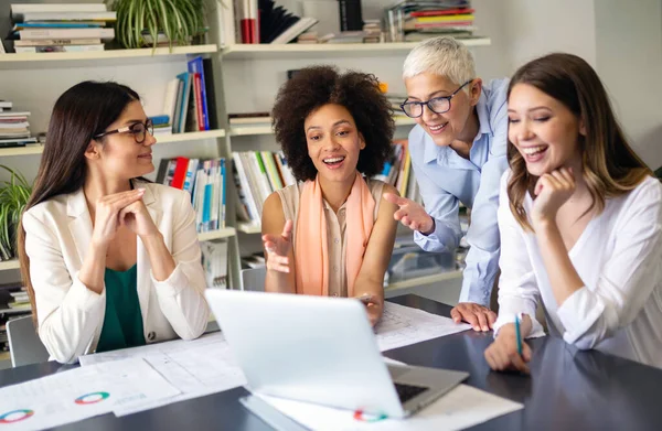 Group Happy Successful Women Colleagues Working Together Meeting Corporate Office — Stock Photo, Image