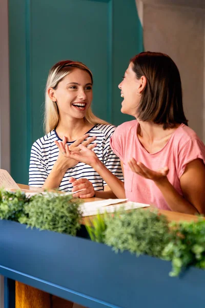 Porträt Glücklicher Junger Lächelnder Frauen Freunde Die Zusammen Spaß Haben — Stockfoto