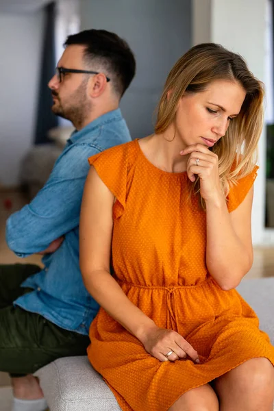 Frustrated Young Couple Arguing Having Marriage Problems Disappointed Love Concept — Stock Photo, Image