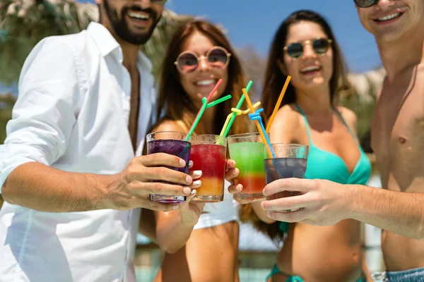 Group Friends Together Enjoying Party Cocktails Summer Vacation People Travel —  Fotos de Stock