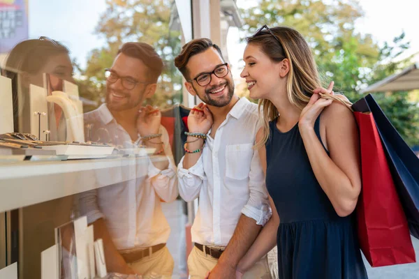 Happy Tourist Couple Love Having Fun Traveling Smiling Together Vacation — Stock Photo, Image