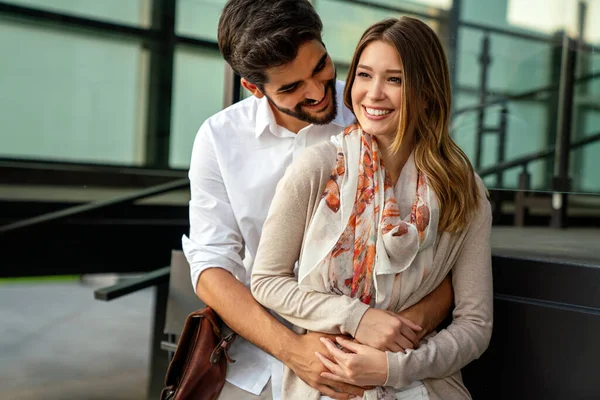 Happy Young Loving Couple Hugging Enjoying Time Together — Stockfoto