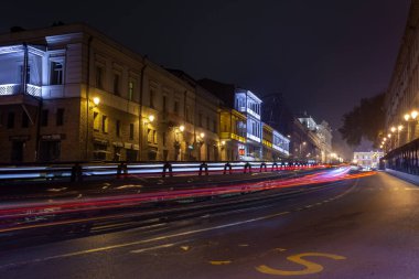 Tiflis, Gürcistan - 31 Aralık 2020: Tiflis 'in Gece Görüşü