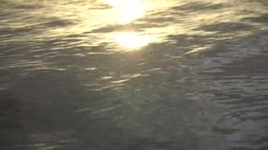 Su yüzeyi güneş ışığı yansımaları. Günaydın, doğa.