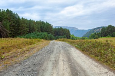 Omalo 'daki yüksek dağ köyü Tusheti' deki dağ yolu. Georgia 'ya git.