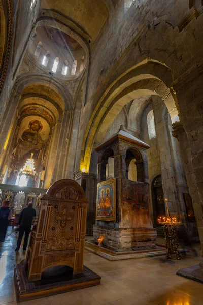 Mtskheta Geórgia Abril 2022 Antigos Afrescos Ortodoxos Interior Catedral Svetitskhoveli — Fotografia de Stock