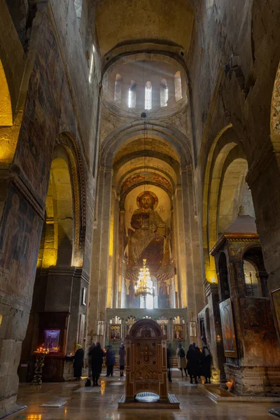 Mtskheta Geórgia Abril 2022 Antigos Afrescos Ortodoxos Interior Catedral Svetitskhoveli — Fotografia de Stock