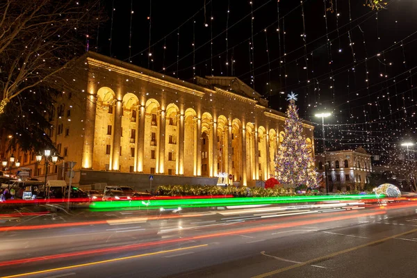Tbilisi Georgië December Kerstboom Voor Het Parlement Van Georgië — Stockfoto
