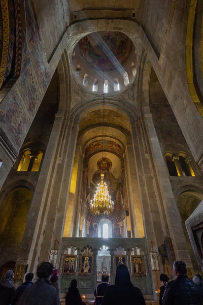 Mtskheta Geórgia Abril 2022 Antigos Afrescos Ortodoxos Interior Catedral Svetitskhoveli — Fotografia de Stock