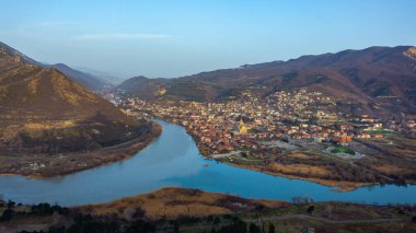 Panoramic view of the old city Mtskheta and Svetitskhoveli Cathedral, Mtskheta