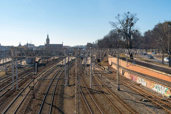 Paisaje Estación Tren Ferrocarril Línea Gdansk Transporte — Foto de Stock