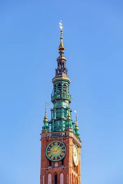 Red Brick Church Tower Center City Gdansk Poland — Stock Photo, Image