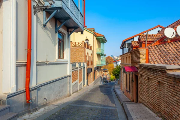 Тбилиси Грузия Ноября 2021 Года Абанотубанский Район Деревянными Резными Балконами — стоковое фото