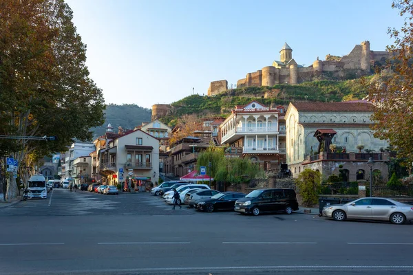 Tbilisi Georgia November 2021 Abanotubani District Wooden Carved Balconies Old — Photo