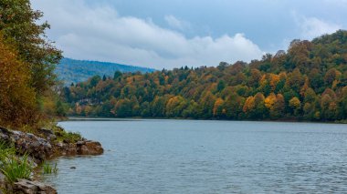 Gürcistan 'ın Racha bölgesinde güzel bir sonbahar manzarası. Doğa