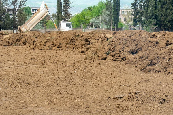Pile Brown Soil Construction Dirt Pile Industry — Foto de Stock