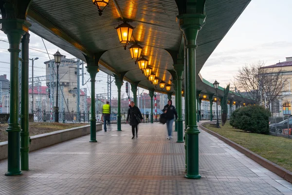 Krakow Poland March 2022 Green Filars Walkway Central Train Station — Foto de Stock