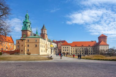 Krakow, Poland - 14 March, 2022: Wawel castle famous landmark in Krakow. Travel