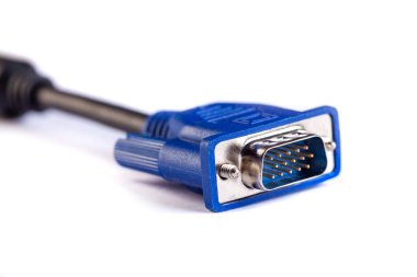 VGA plug isolated on white background with clipping path. Technology