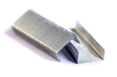 Staples for staple gun isolated on white background. Object