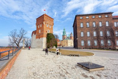Krakow, Poland - 14 March, 2022: Wawel castle famous landmark in Krakow. Travel