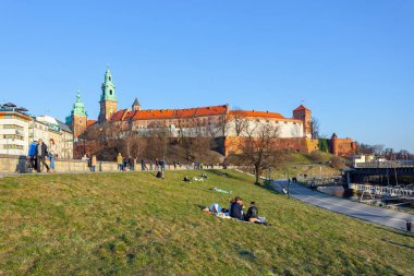 Krakow, Poland - 14 March, 2022: Wawel castle famous landmark in Krakow. Travel