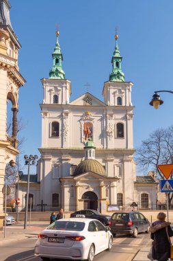 Krakow, Poland - 14 March, 2022: Collegiate Church of St. Florian in the historical part of Krakow. Travel