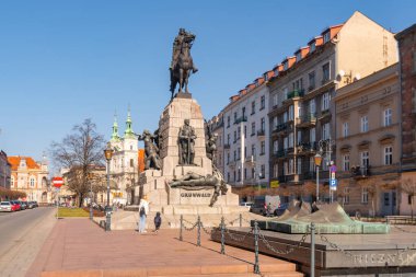 Krakow, Poland - 14 March, 2022: Grunwald Monument in Krakow. architect and sculptor Antoni Wiwulski. Travel