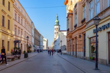 Krakow, Poland - 14 March, 2022: The white facade of The Church of St. Andrew in Krakow. Religion