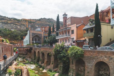 Tbilisi, Georgia - 09 August, 2022: Old historic houses in Tbilisi. Abanotubani. Travel