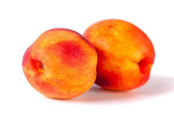 Two Peaches Isolated White Backgraund Aromatic Fruit Food — 스톡 사진