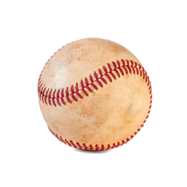 Worn Baseball Isolated White Background Object Sport Stok Gambar