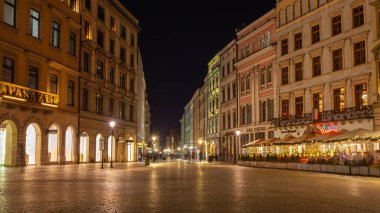 Krakow, Poland - 14 March, 2022: Kracow Main Square at the night. Travel