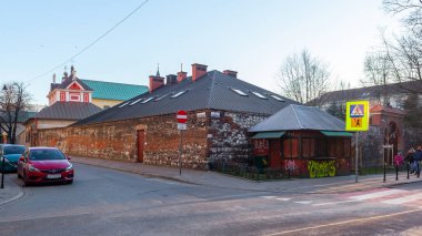 Krakow, Poland - 14 March, 2022: Old historic buildings in Krakow. Travel