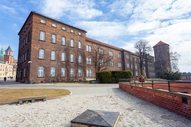 Royal Wawel Castle and green garden inside. Kracow, Poland. Travel
