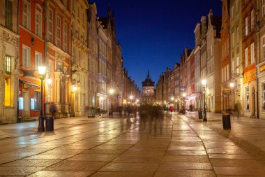 Gdansk, Poland - 12 March, 2022: Night view of Gdansk. illuminated view. Travel