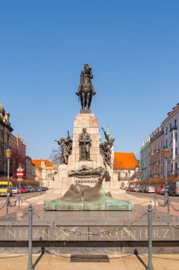 Krakow, Poland - 14 March, 2022: Grunwald Monument in Krakow. architect and sculptor Antoni Wiwulski. Travel