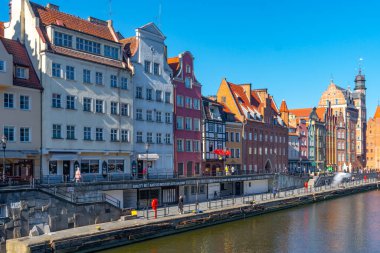 Gdansk, Poland - 11 March, 2022: Beautiful Old town of Gdansk at Motlawa river. Travel