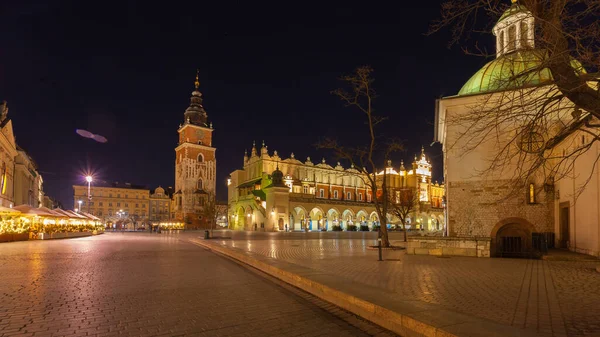 Krakow, Poland - 14 March, 2022: Kracow Main Square at the night. Travel