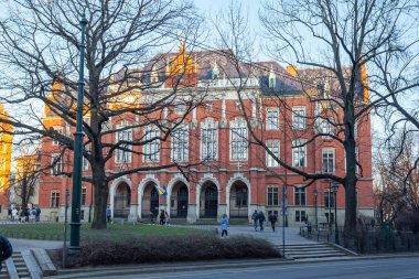Krakow, Poland - 14 March, 2022: Old historic buildings in Krakow. Travel