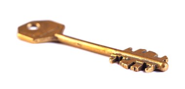 Old key is isolated on white background. Object