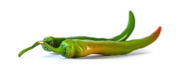 Green Chili Pepper Isolated White Background Vegetable — Stock fotografie