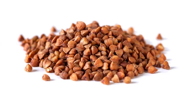 Pile Buckwheat Seeds Isolated White Background Closeup Food — Foto de Stock