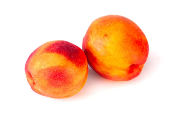 Two Peaches Isolated White Backgraund Aromatic Fruit Food — 스톡 사진